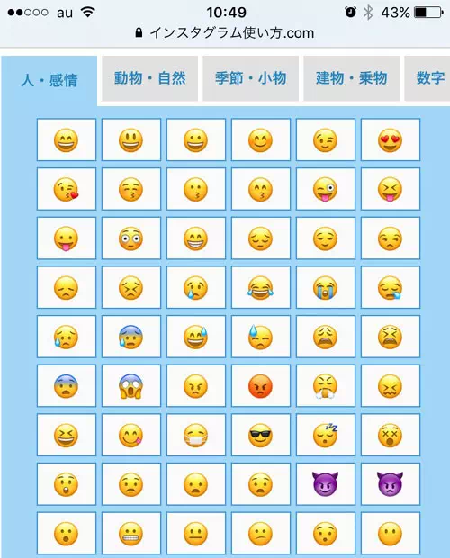インスタの名前で使う絵文字の使い方